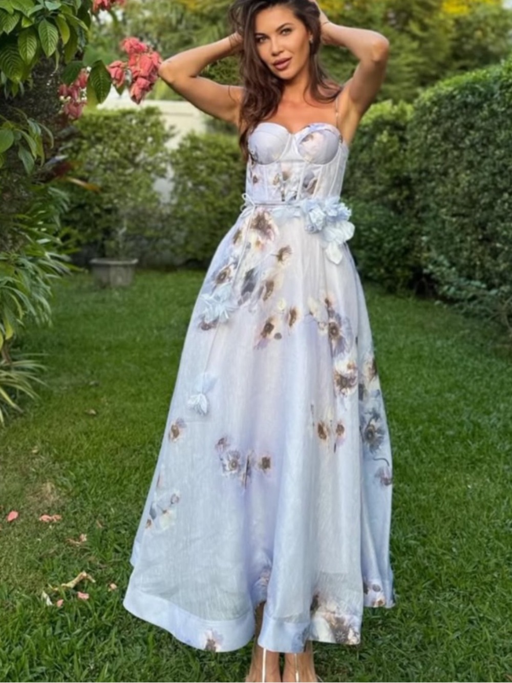 Zimmermann Lilac Floral Corset Evening Dress - Picture 1 of 5
